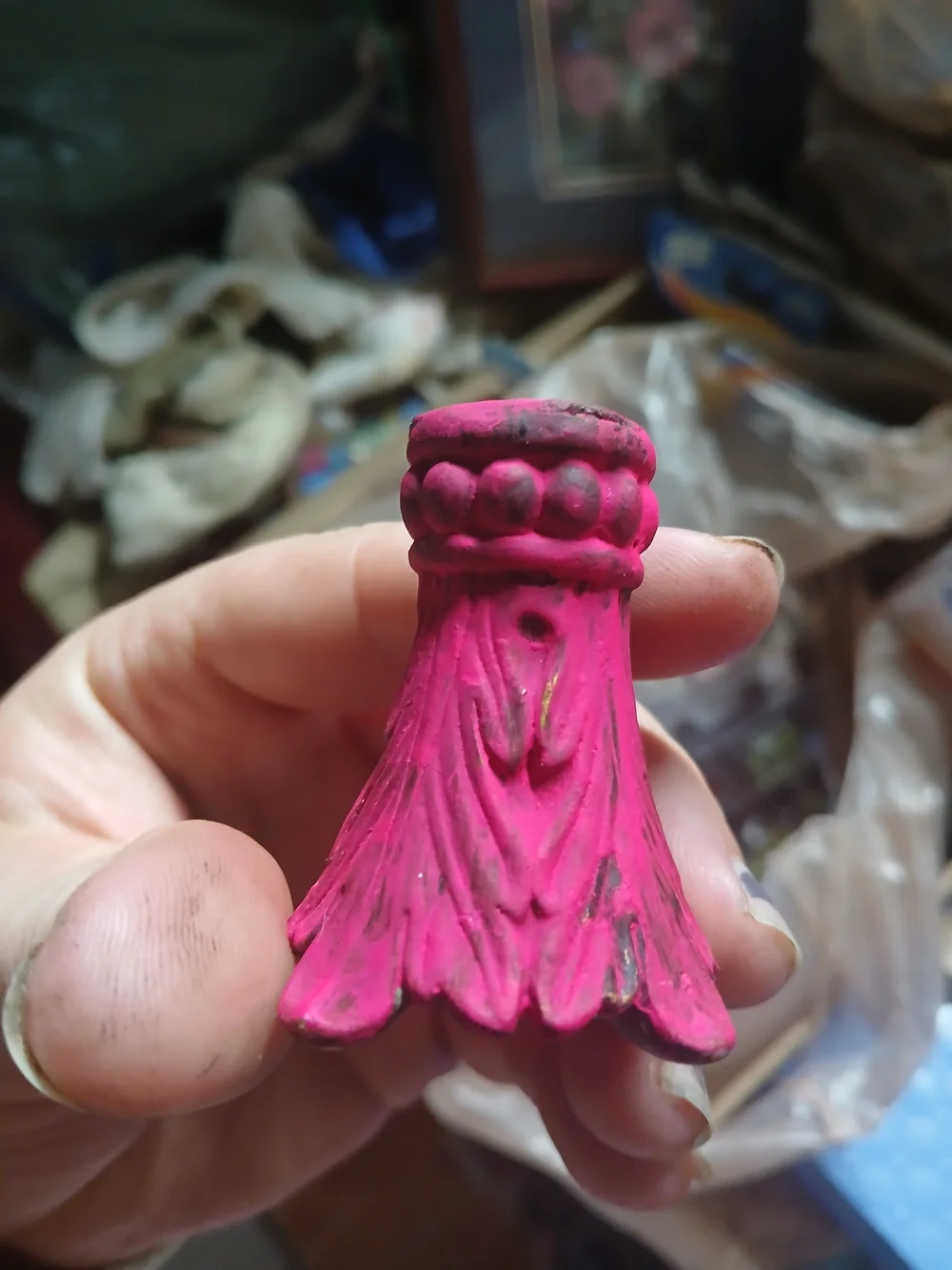 Fluted Ceramic Furniture Foot/knob Neon Pink Antique